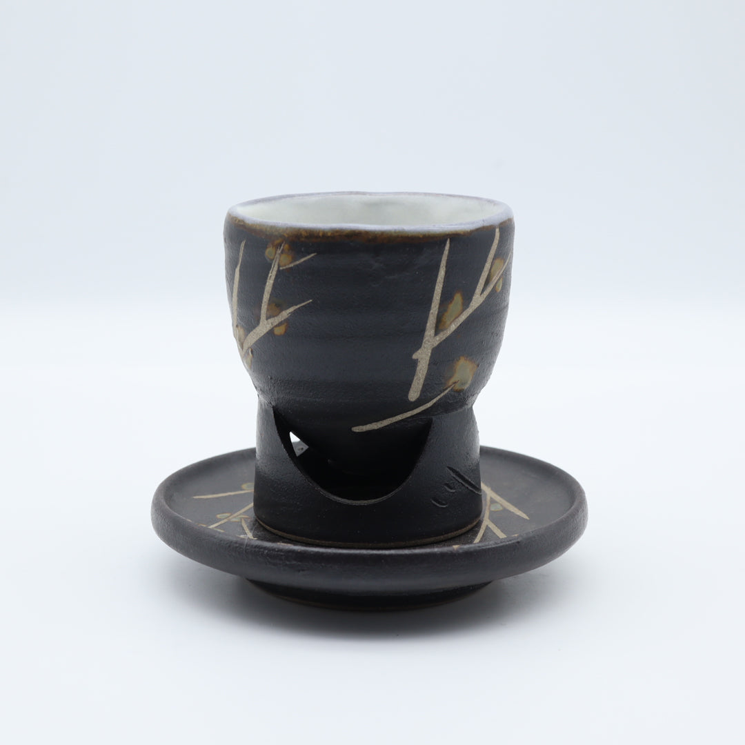 [Komine Takashi] Black glaze coffee cup with wax-free base