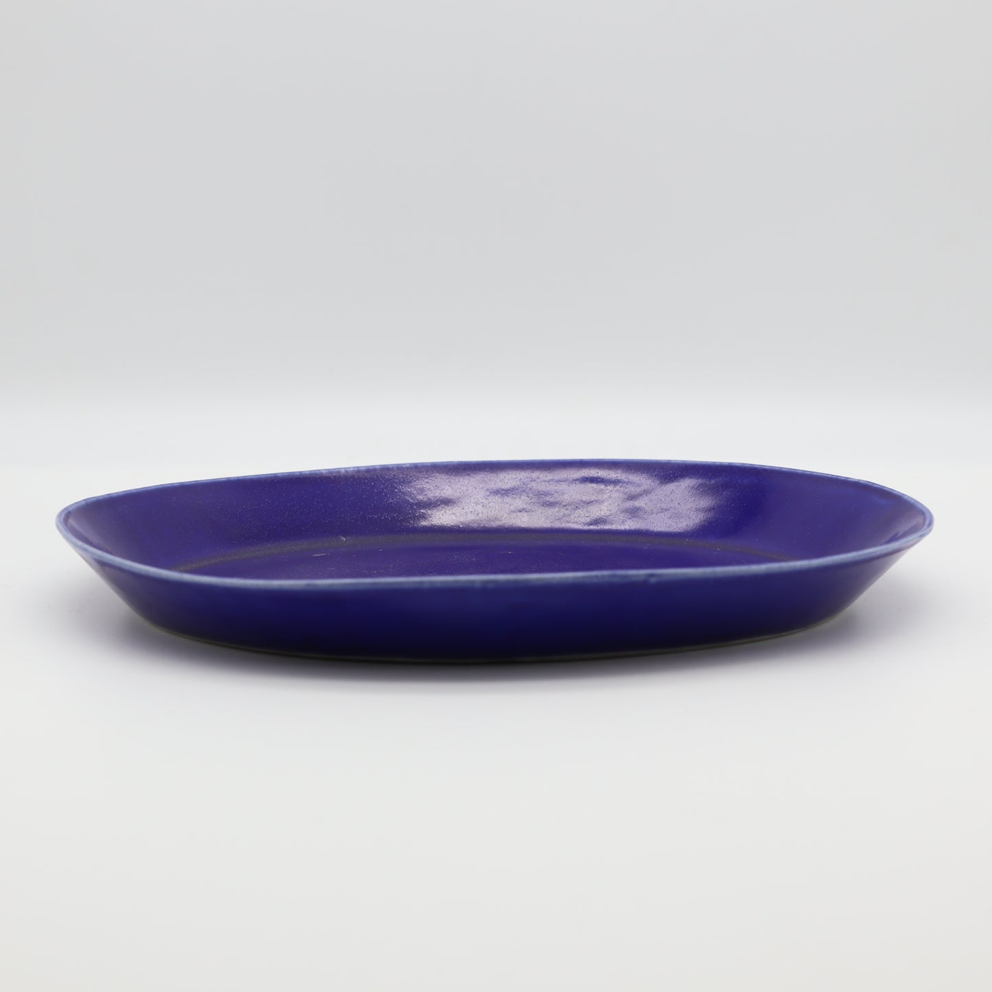[Saito Osamu] Blue glazed oval plate