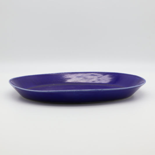 [Saito Osamu] Blue glazed oval plate