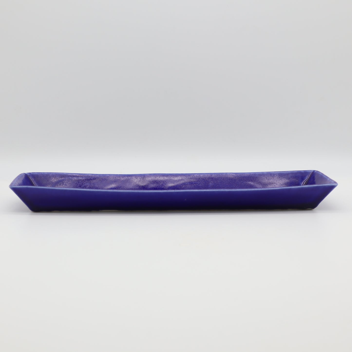 [Osamu Saito] Blue glaze rectangular plate