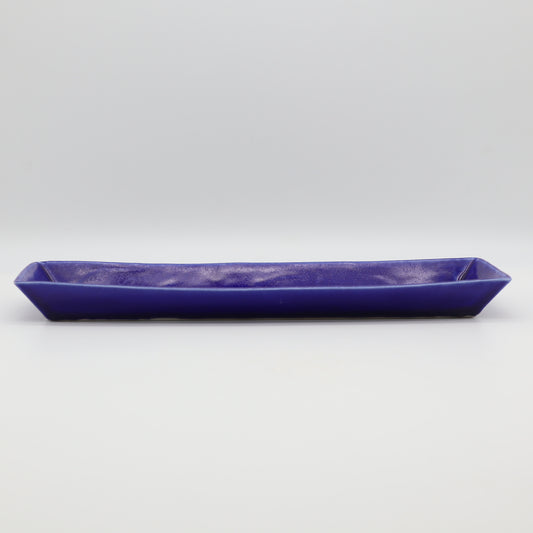 [Osamu Saito] Blue glaze rectangular plate