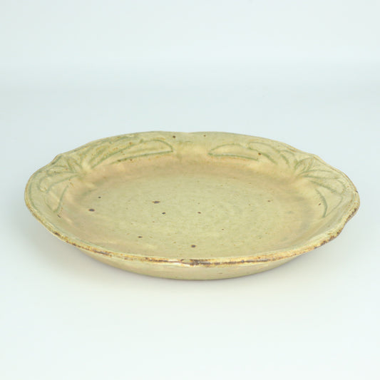 [Kenji Tayama] Large plate with ash powder and flower pattern