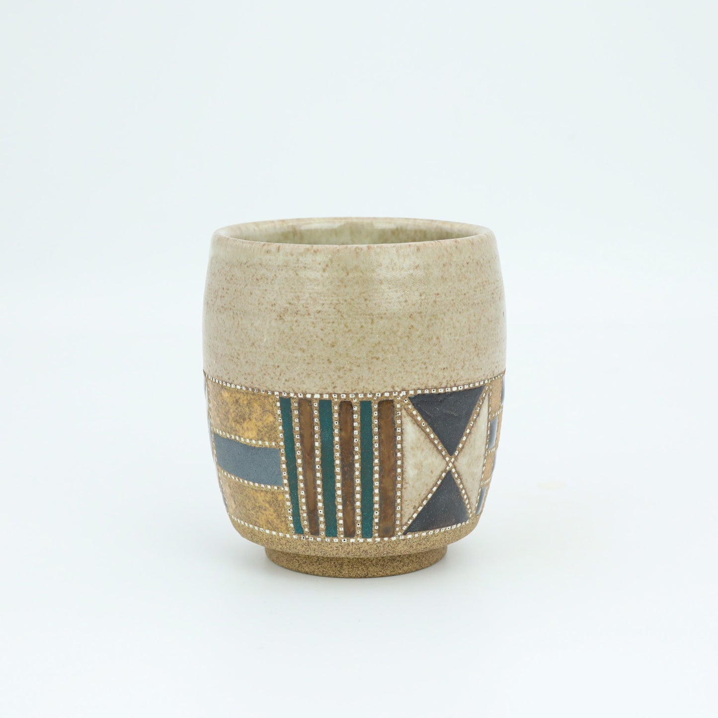 [Mukaiyama Fumiya] Inlaid glaze colored border pattern teacup
