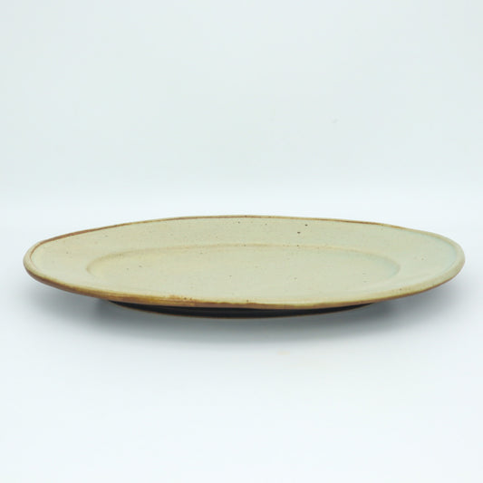 [Yoshiko Kasahara] Large oval plate with ground glaze