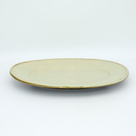 [Yoshiko Kasahara] Small oval plate with ground glaze