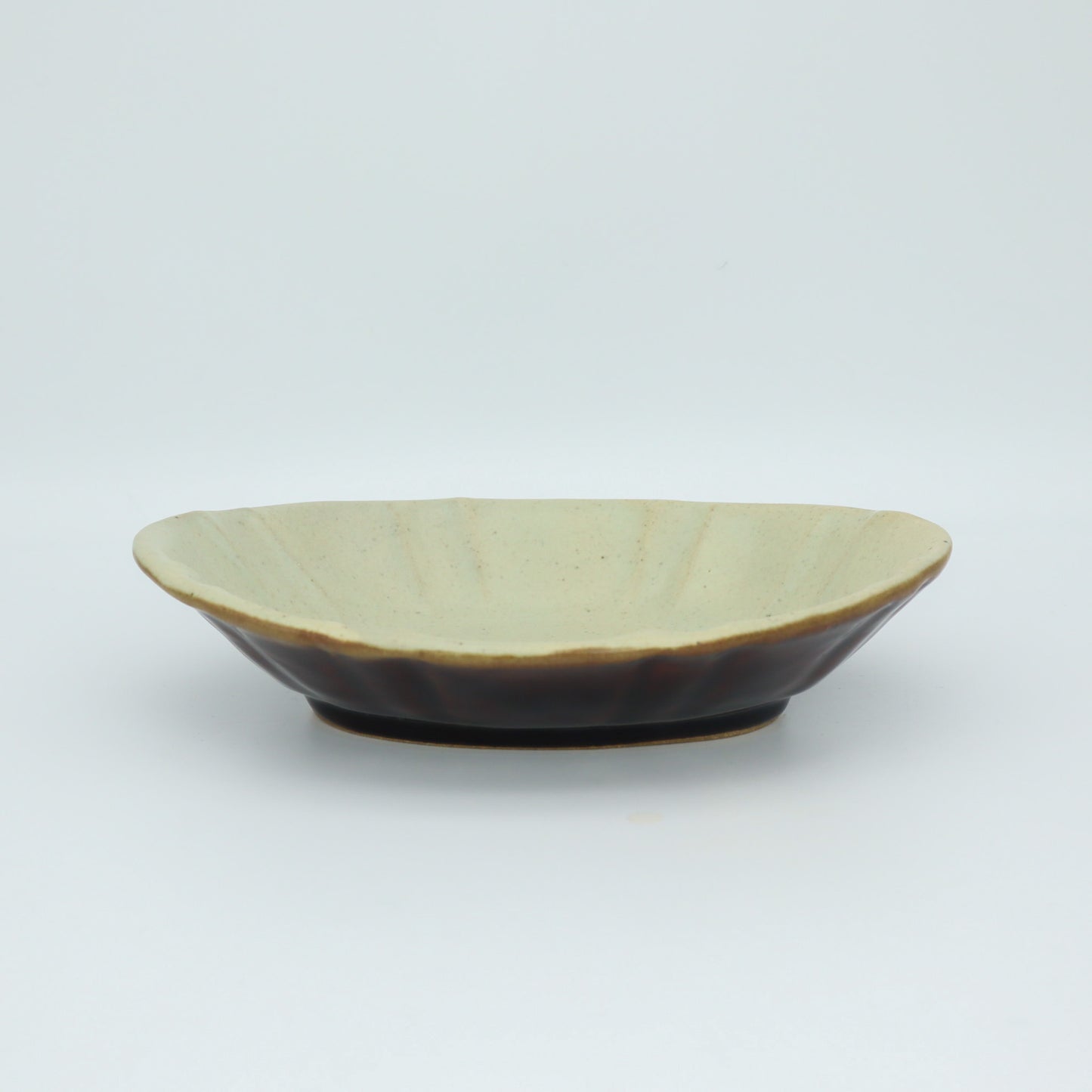 [Yoshiko Kasahara] Ground glazed oval plate