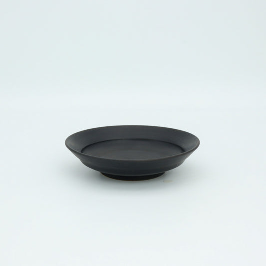 [Motosu Shuichi] Black glaze line pattern 4-inch plate