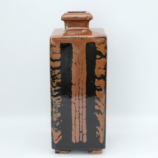 [Otsuka Kazuhiro] Persimmon glazed square bottle