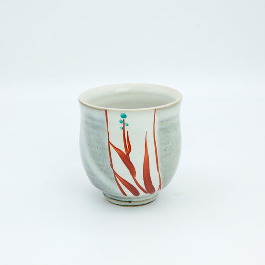 [Otsuka Kazuhiro] Large ochre red-painted teacup