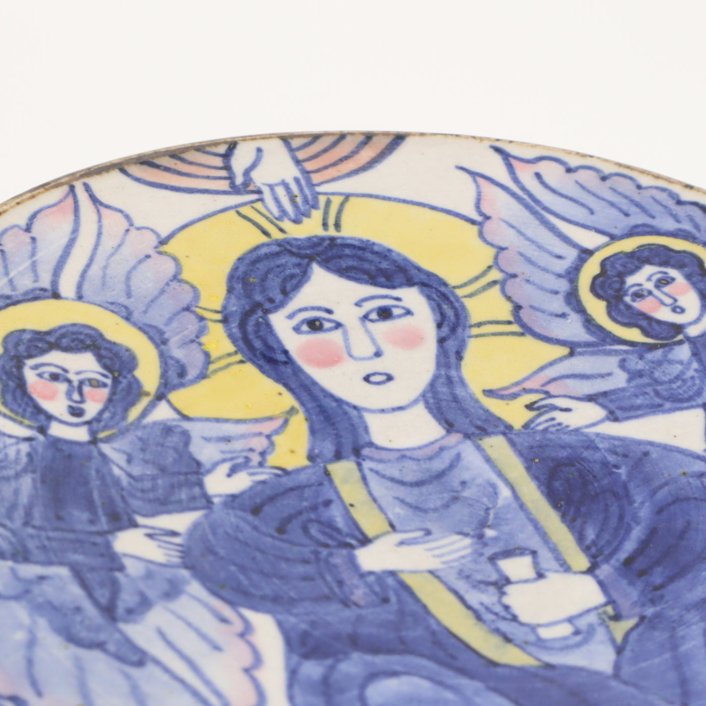 【相上暁美】色絵台皿 聖なる人と天使たち