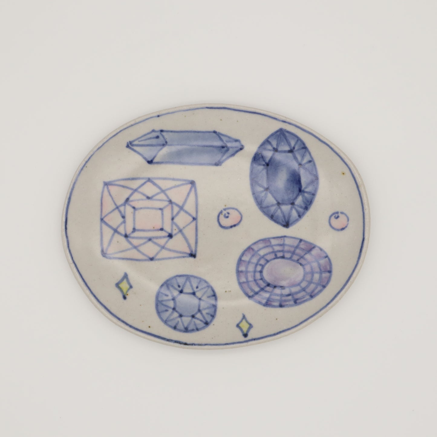 [Akimi Aigami] Oval small plate with colorful painting, jewelry