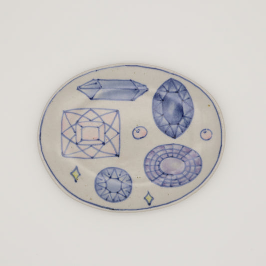 [Akimi Aigami] Oval small plate with colorful painting, jewelry