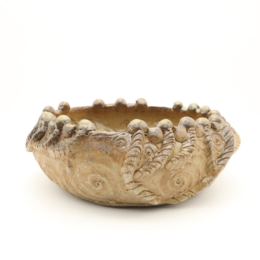 [Imanari Seiichi] Yakishime spiral design bowl