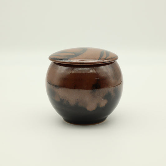 [Hagiwara Yoshinori] Persimmon glaze lined lidded container, small